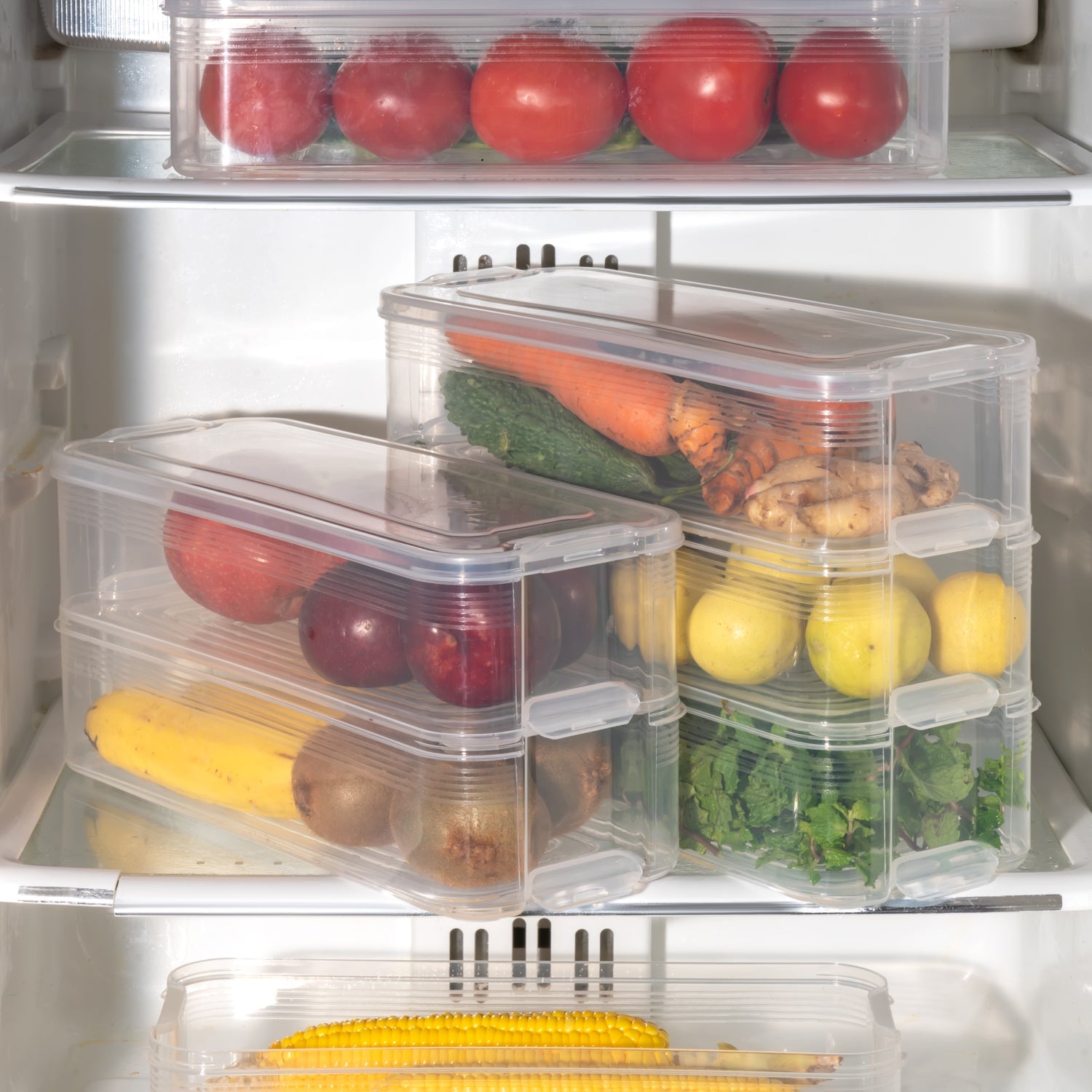 3 Fridge Storage Container, Fridge Organizer with Lid Stackable Fridge Storage Containers Plastic Freezer Storage Containers for Fish, Meat, Vegetables, Fruits, Pack of 3pcs, 1500ML Approx 3 Fridge Storage Container, Fridge Organizer with Lid Stackable Fridge Storage Containers Plastic Freezer Storage Containers for Fish, Meat, Vegetables, Fruits, Pack of 3pcs, 1500ML Approx